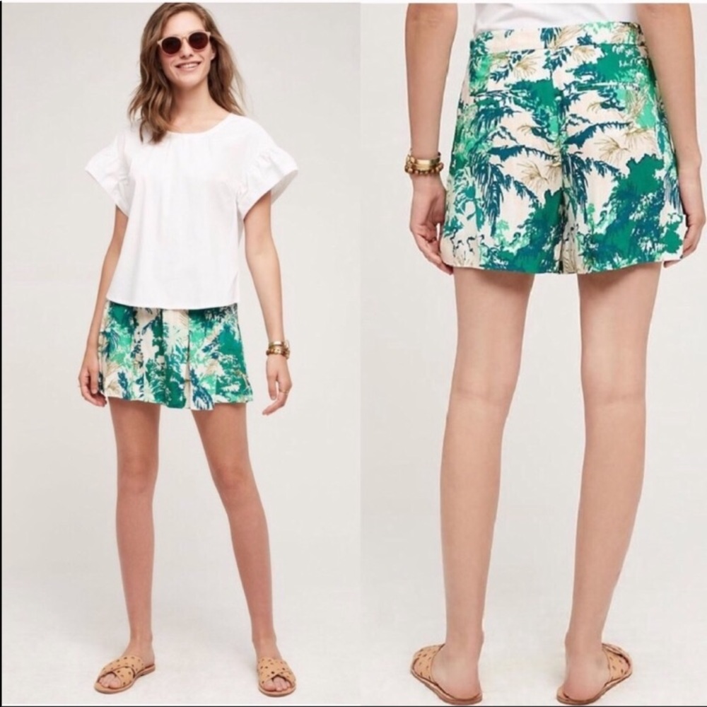 NEW Anthropologie Elevenses Kadu Green Skort Short